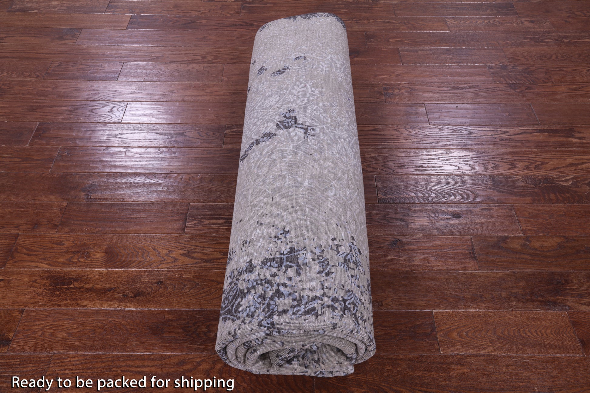 Grey Contemporary Hand Knotted Wool & Silk Rug - 8' 11" X 12' 2" - Golden Nile