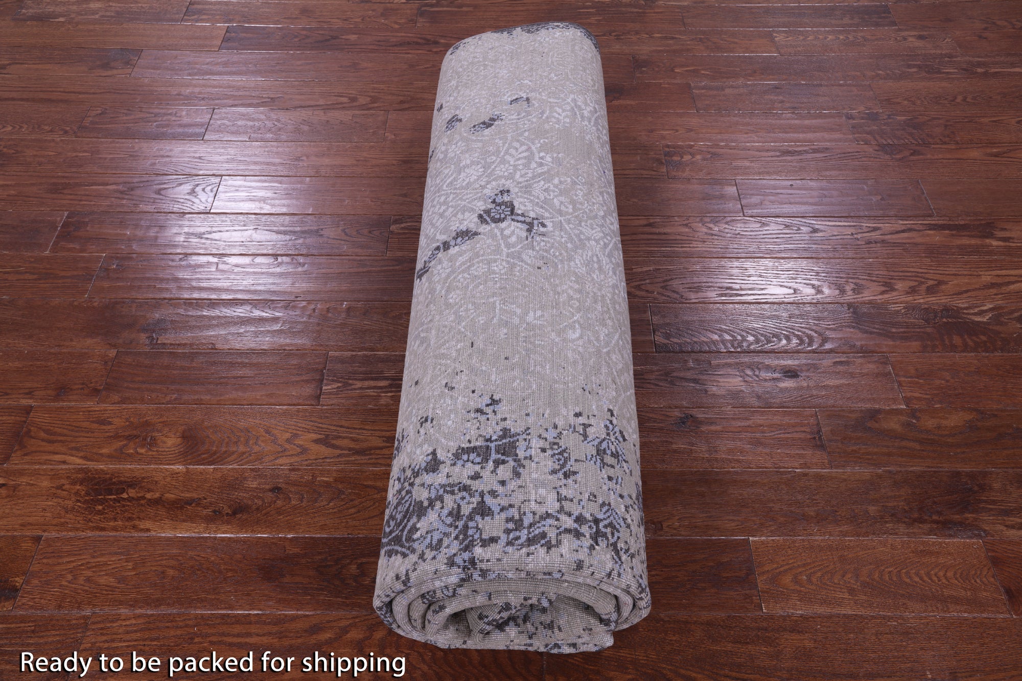 Grey Contemporary Hand Knotted Wool & Silk Rug - 8' 11" X 12' 2" - Golden Nile