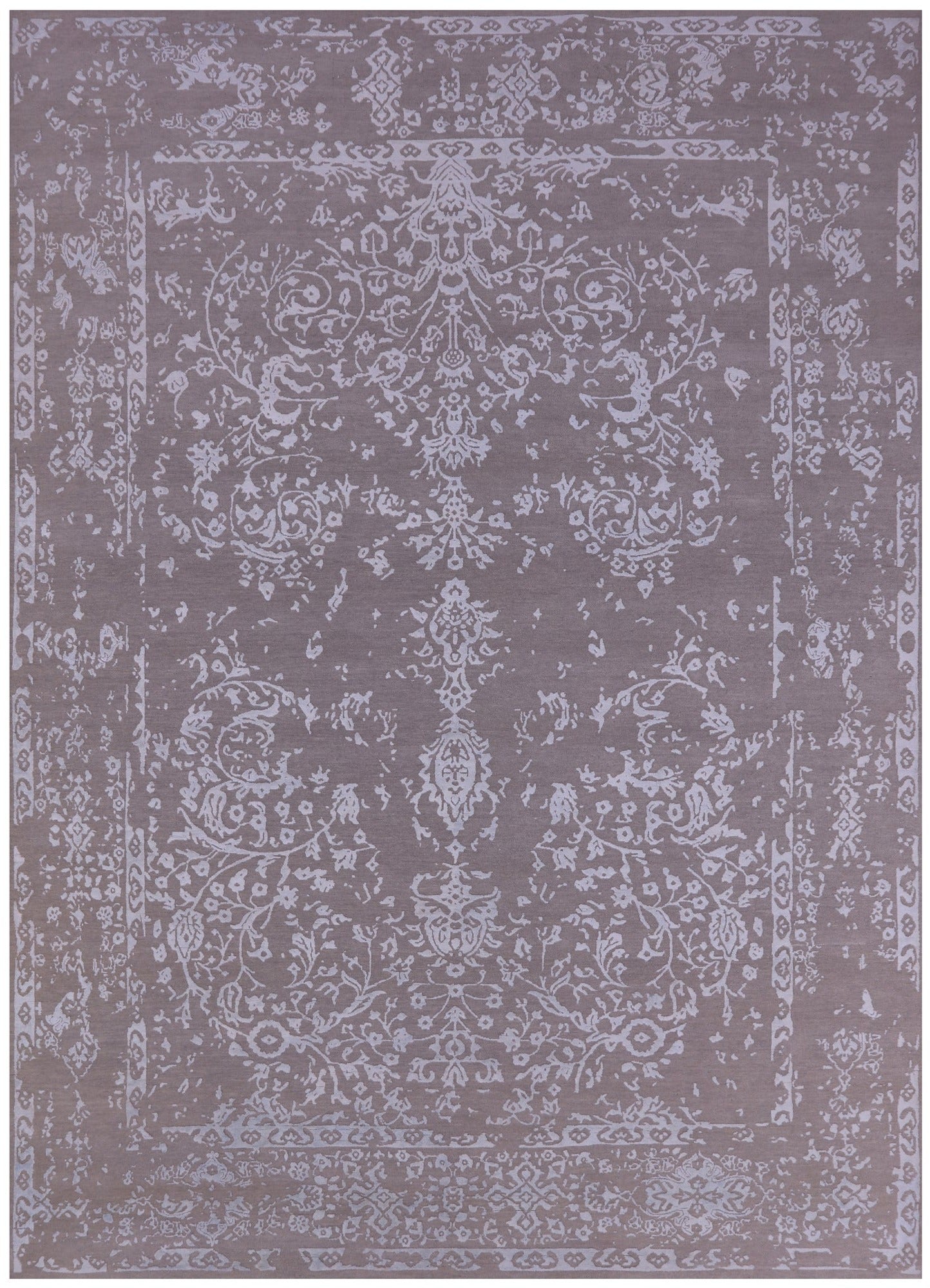 Grey Persian Tabriz Hand Knotted Wool & Silk Rug - 8' 10" X 12' 1" - Golden Nile