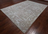 Grey Persian Tabriz Hand Knotted Wool & Silk Rug - 8' 10" X 12' 1"