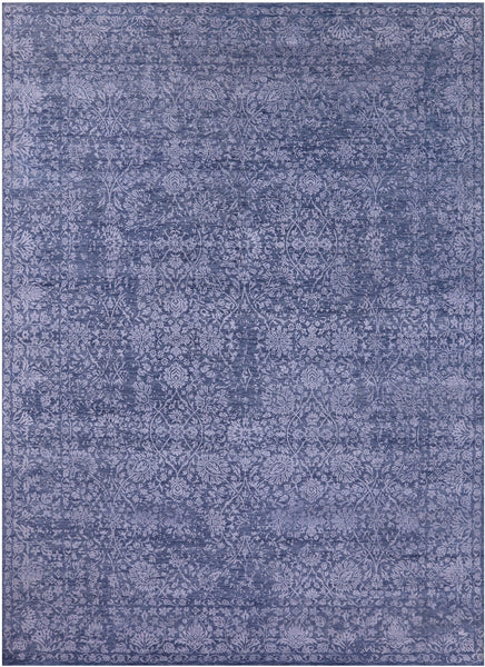 Blue Persian Tabriz Hand Knotted Wool & Silk Rug - 8' 10" X 12' 3" - Golden Nile
