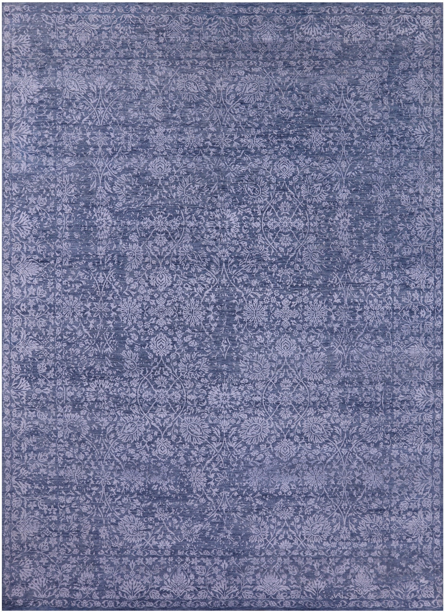 Blue Persian Tabriz Hand Knotted Wool & Silk Rug - 8' 10" X 12' 3" - Golden Nile