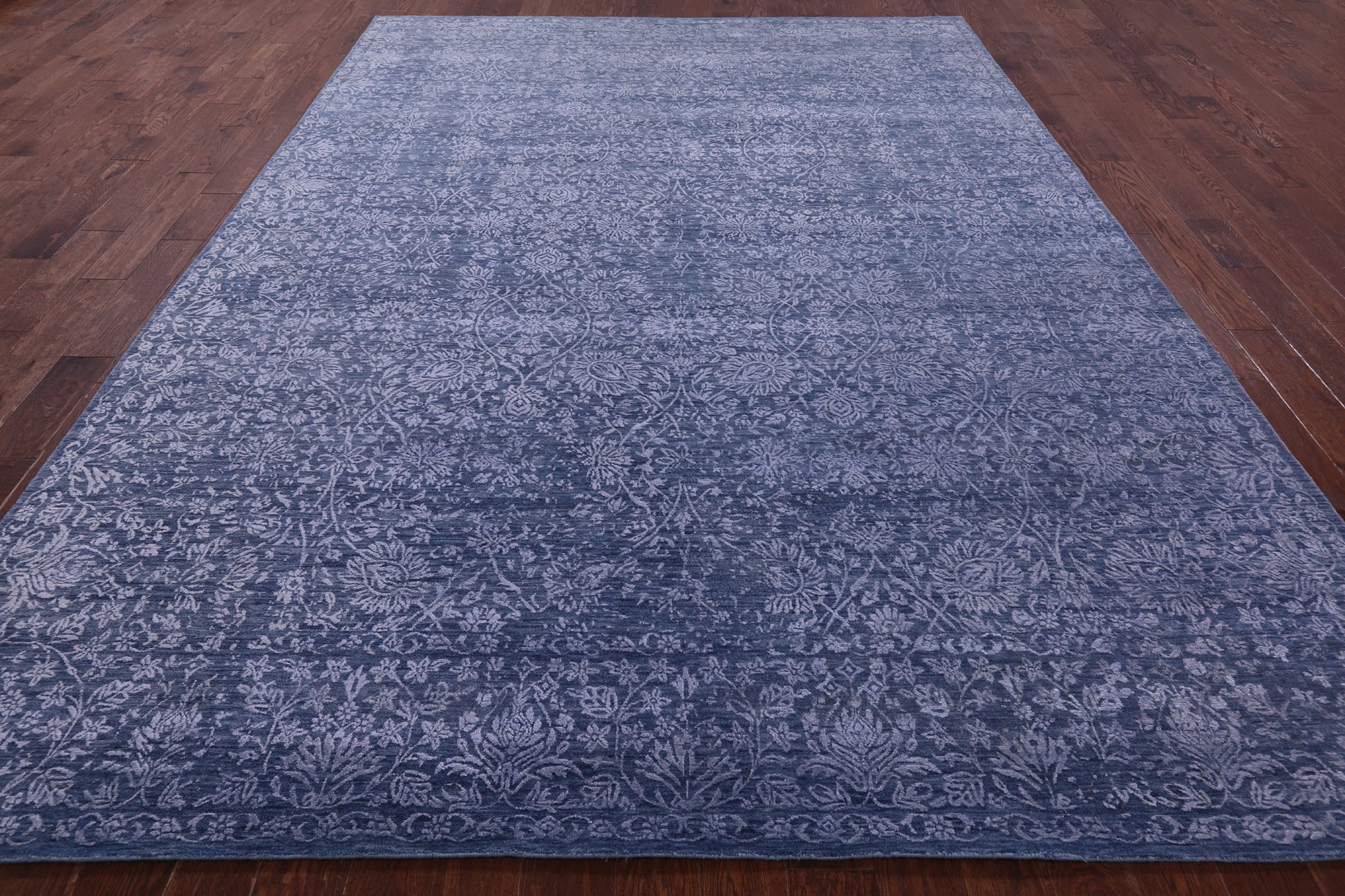 Blue Persian Tabriz Hand Knotted Wool & Silk Rug - 8' 10" X 12' 3" - Golden Nile