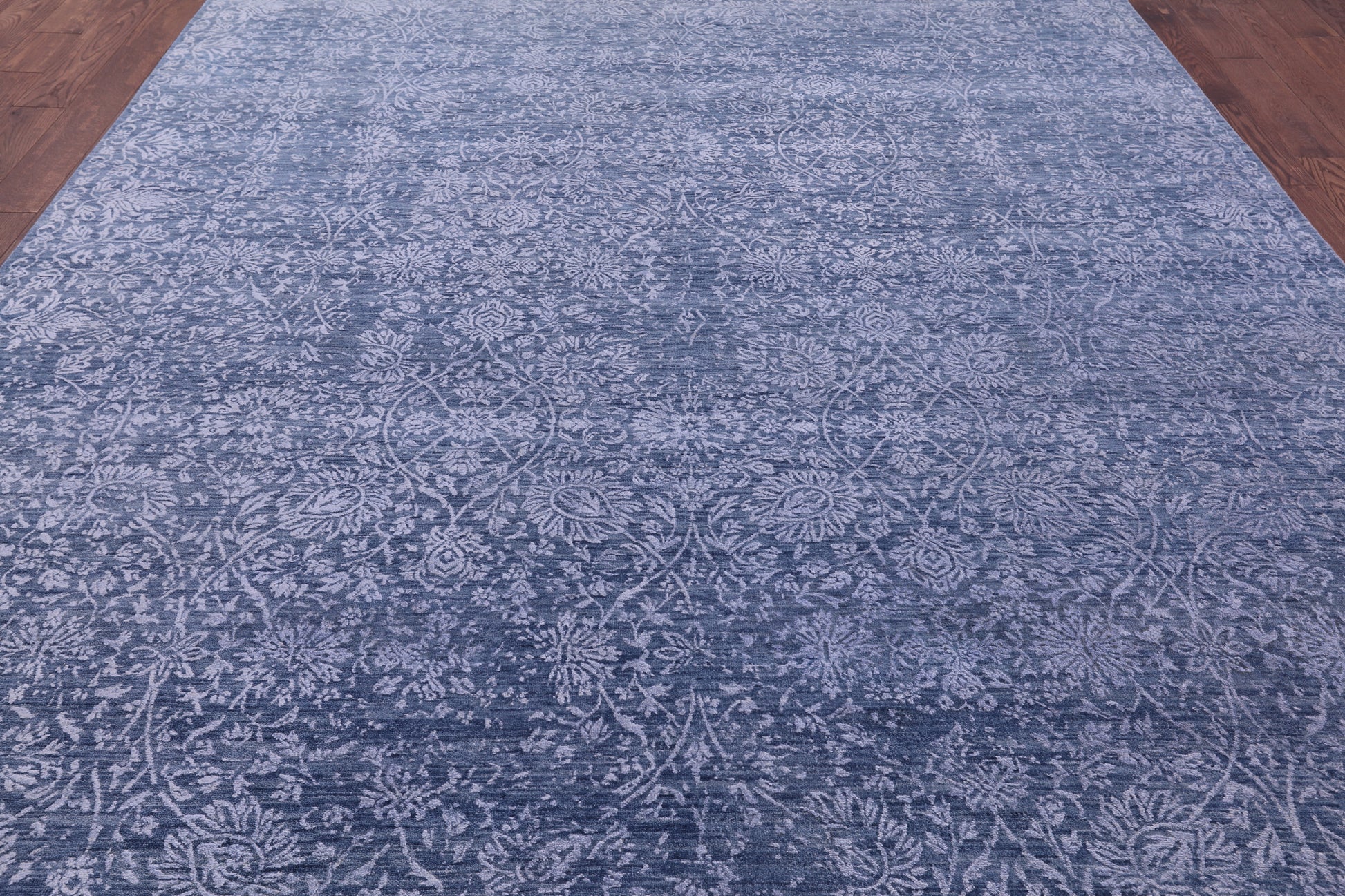 Blue Persian Tabriz Hand Knotted Wool & Silk Rug - 8' 10" X 12' 3" - Golden Nile