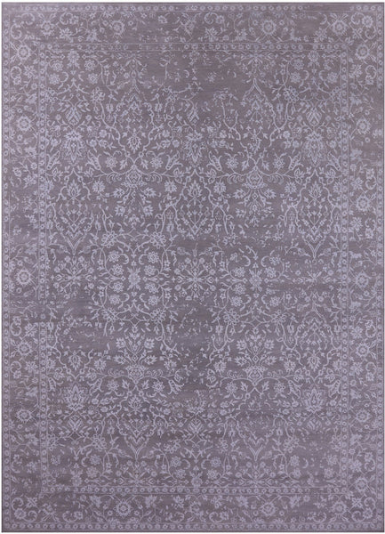 Grey Persian Tabriz Hand Knotted Wool & Silk Rug - 8' 11" X 12' 5" - Golden Nile