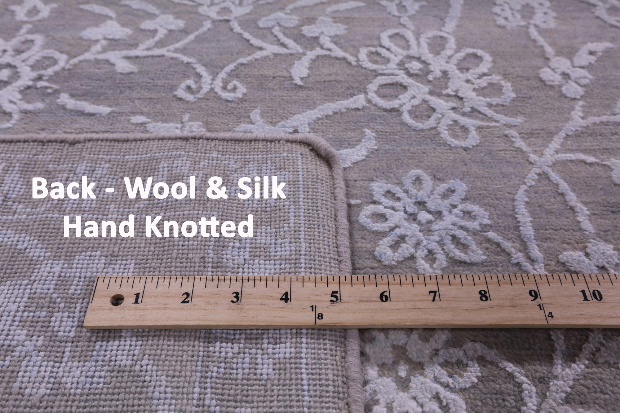 Grey Persian Tabriz Hand Knotted Wool & Silk Rug - 8' 11" X 12' 5" - Golden Nile