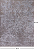 Grey Persian Tabriz Hand Knotted Wool & Silk Rug - 8' 10" X 11' 10"