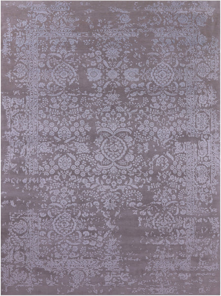 Grey Persian Tabriz Hand Knotted Wool & Silk Rug - 8' 10" X 11' 10" - Golden Nile