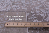 Grey Persian Tabriz Hand Knotted Wool & Silk Rug - 8' 10" X 11' 10" - Golden Nile
