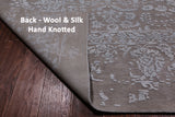 Grey Persian Tabriz Hand Knotted Wool & Silk Rug - 8' 10" X 11' 10"