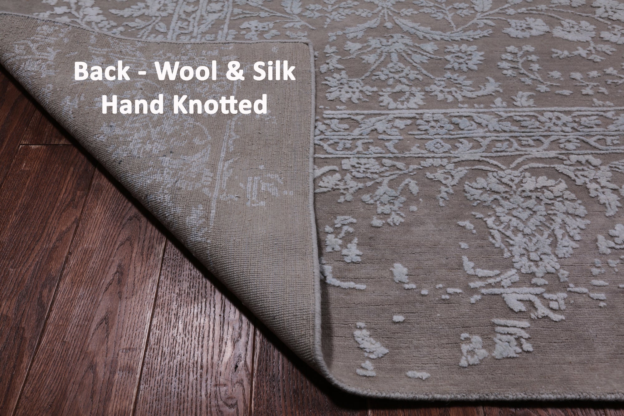 Grey Persian Tabriz Hand Knotted Wool & Silk Rug - 8' 10" X 11' 10"