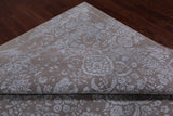 Grey Persian Tabriz Hand Knotted Wool & Silk Rug - 8' 10" X 11' 10"