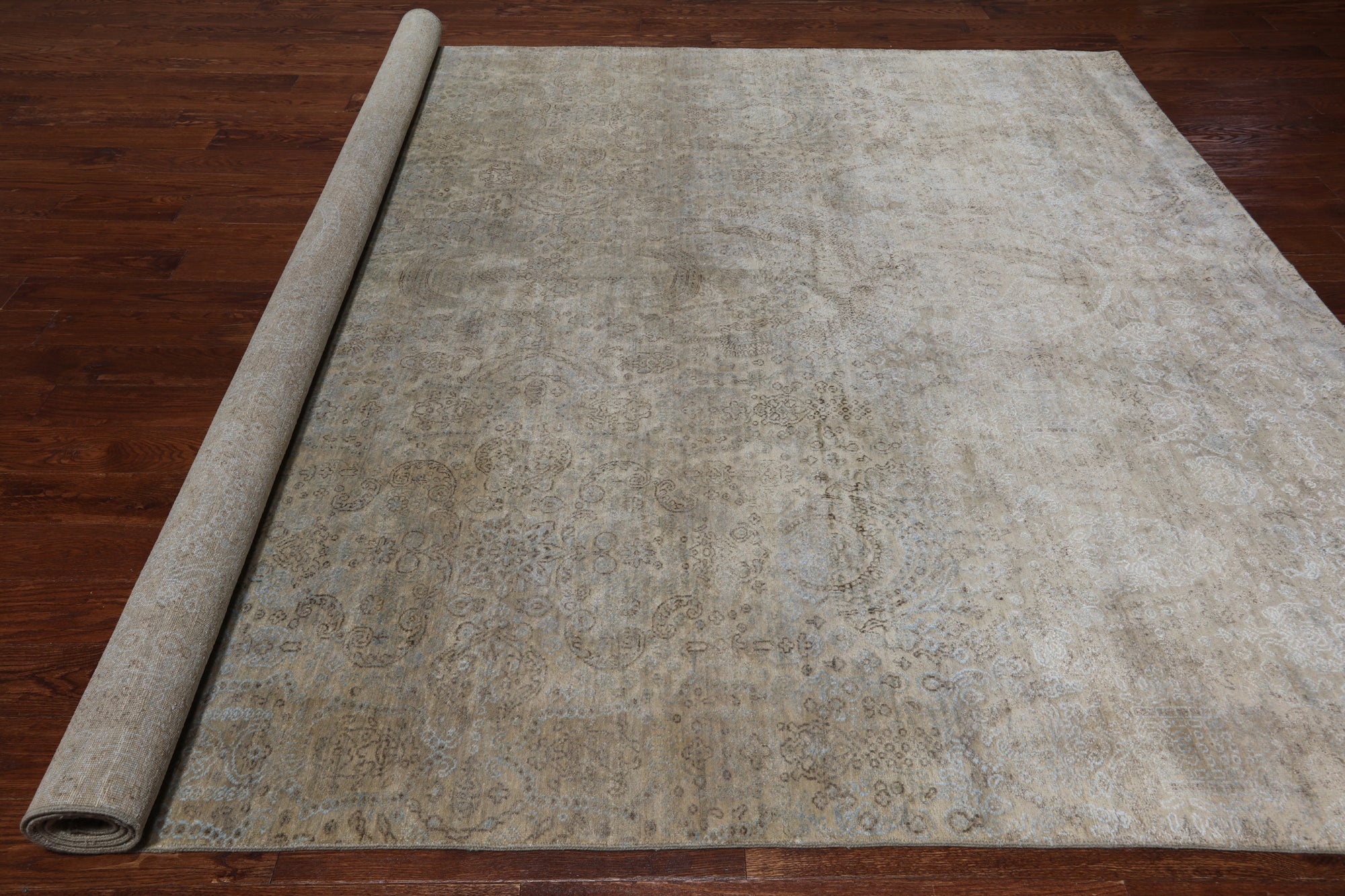 SUPER SALE Contemporary Hand Knotted Wool & Silk Rug - 9' 0" X 11' 8"