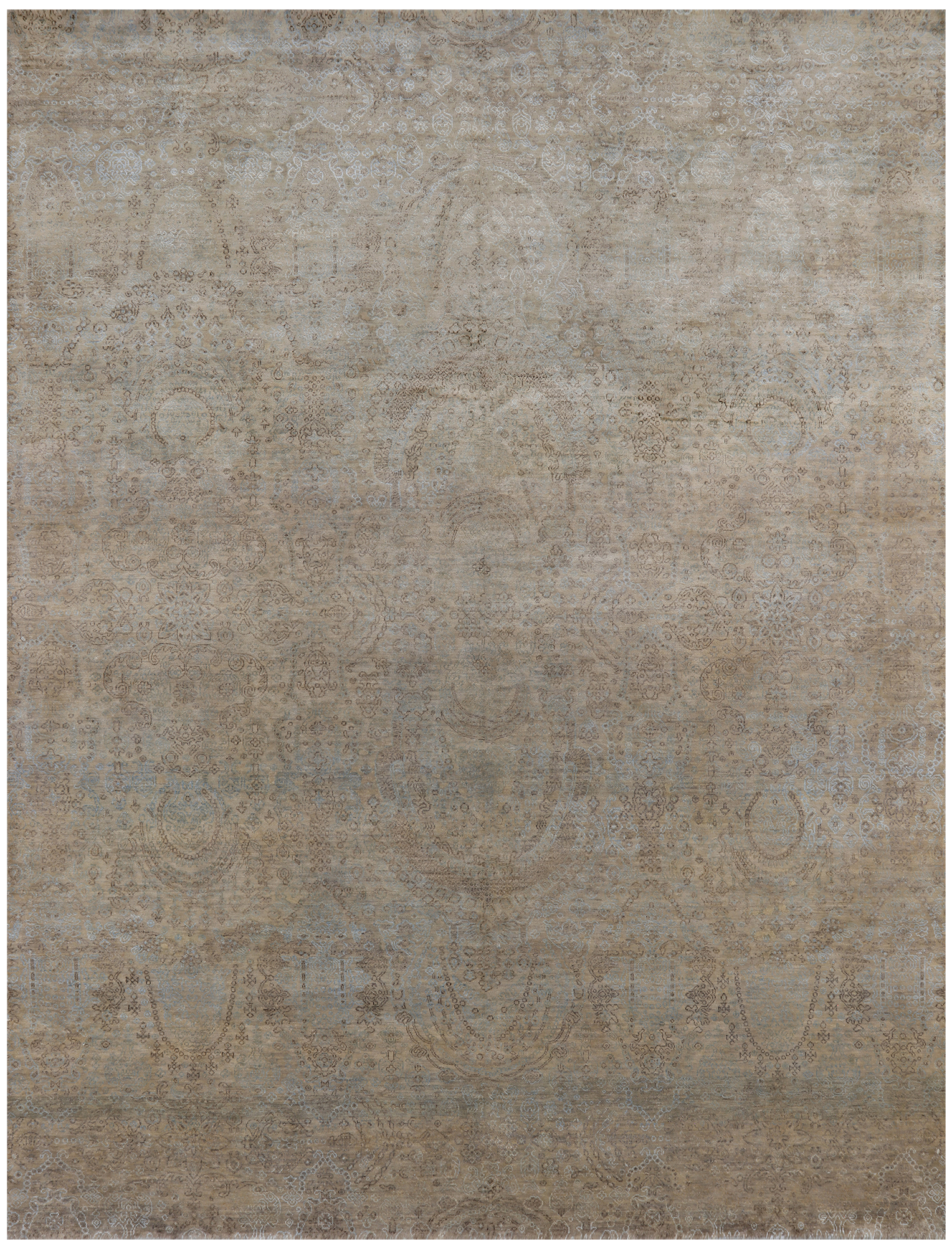SUPER SALE Contemporary Hand Knotted Wool & Silk Rug - 9' 0" X 11' 8"
