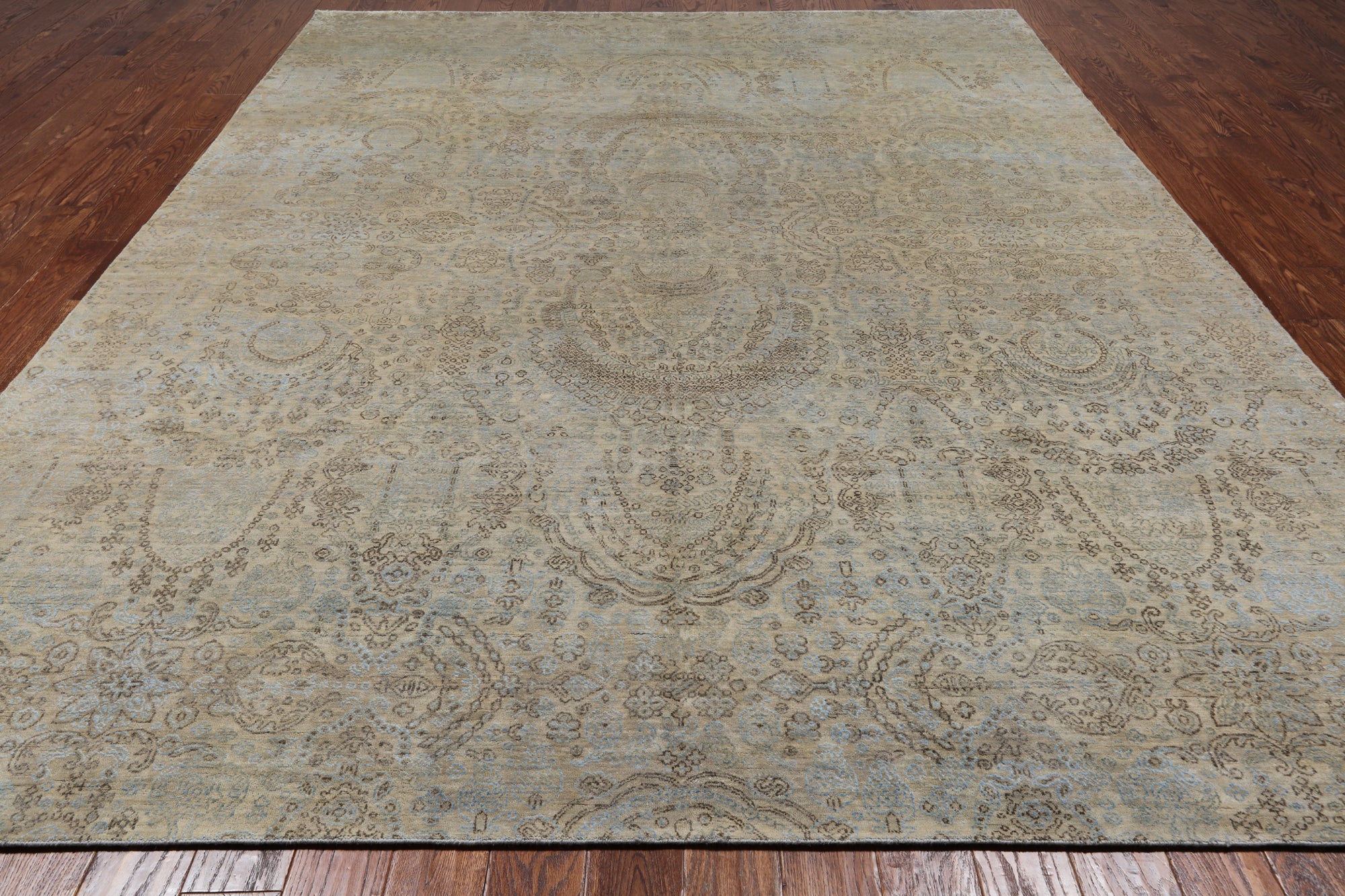 SUPER SALE Contemporary Hand Knotted Wool & Silk Rug - 9' 0" X 11' 8"