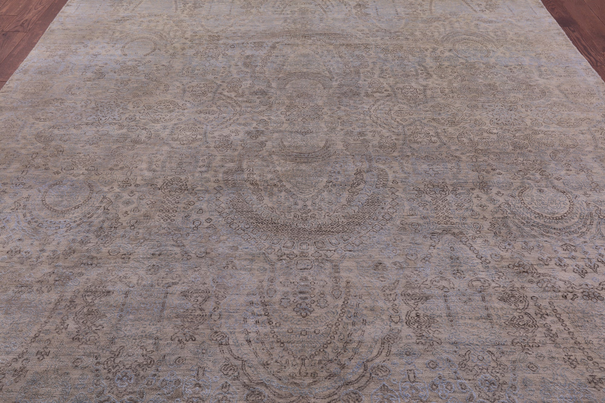 Contemporary Hand Knotted Wool & Silk Rug - 9' 0" X 11' 8" - Golden Nile