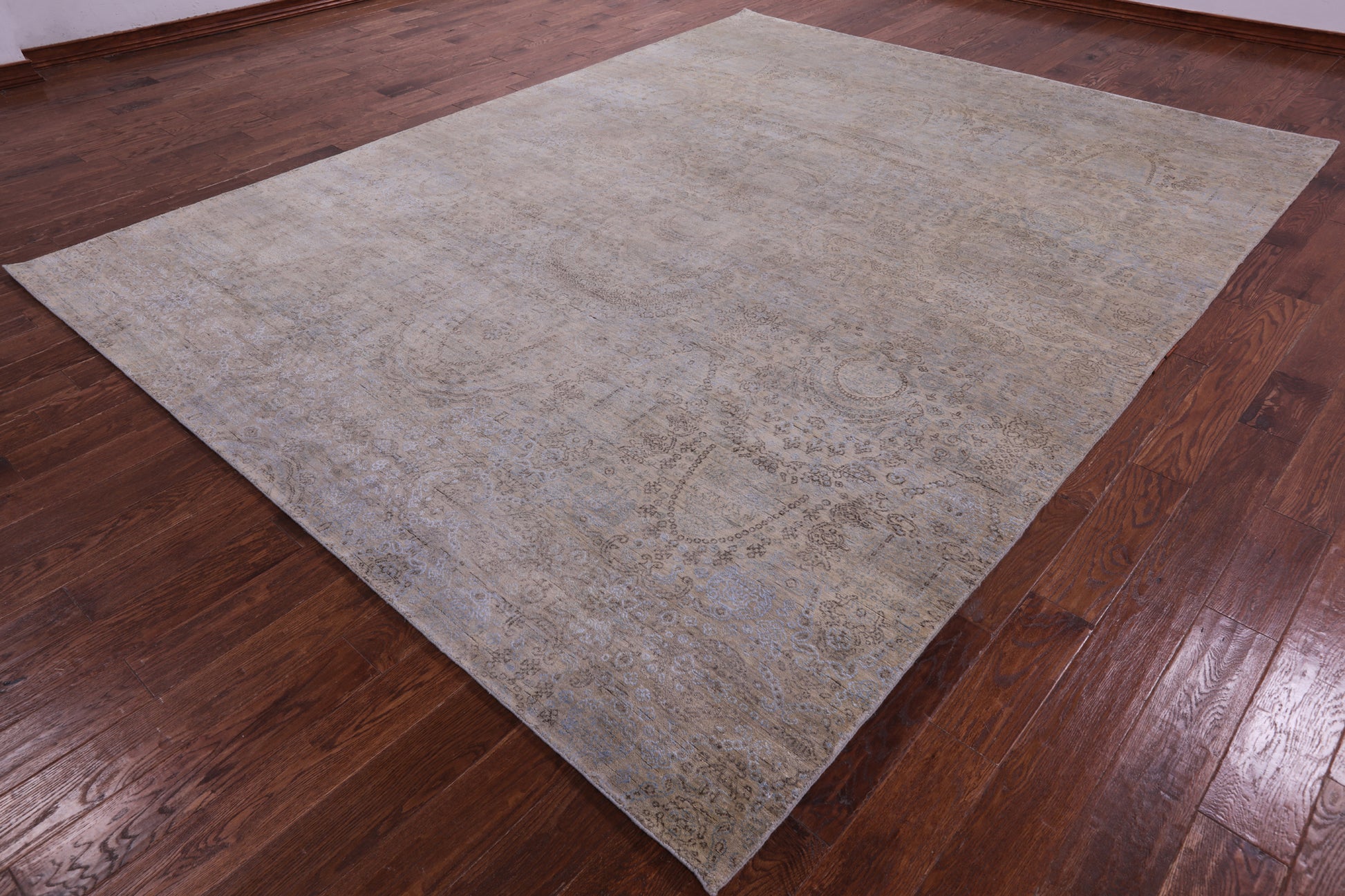 Contemporary Hand Knotted Wool & Silk Rug - 9' 0" X 11' 8" - Golden Nile
