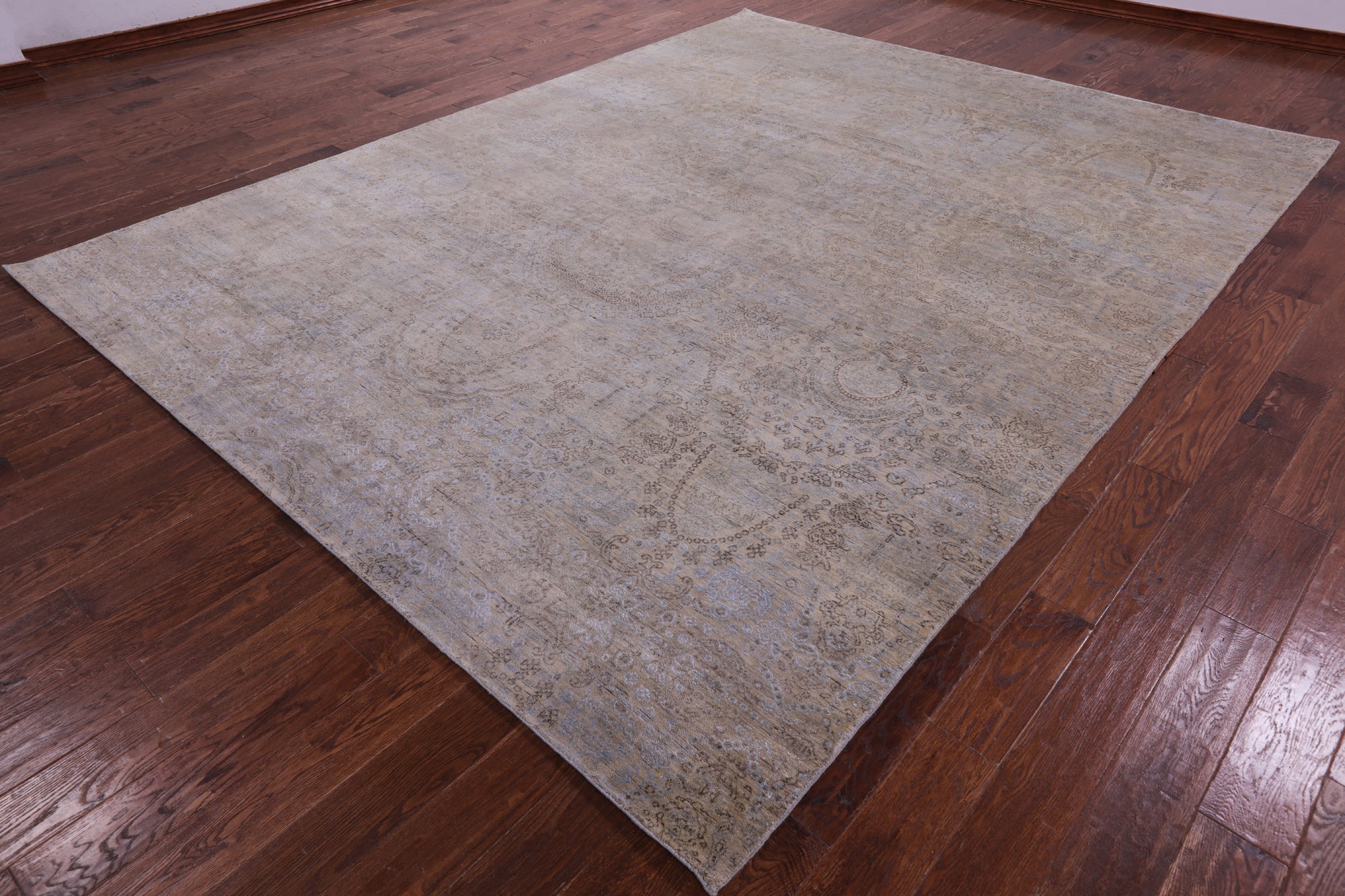 Contemporary Hand Knotted Wool & Silk Rug - 9' 0" X 11' 8" - Golden Nile
