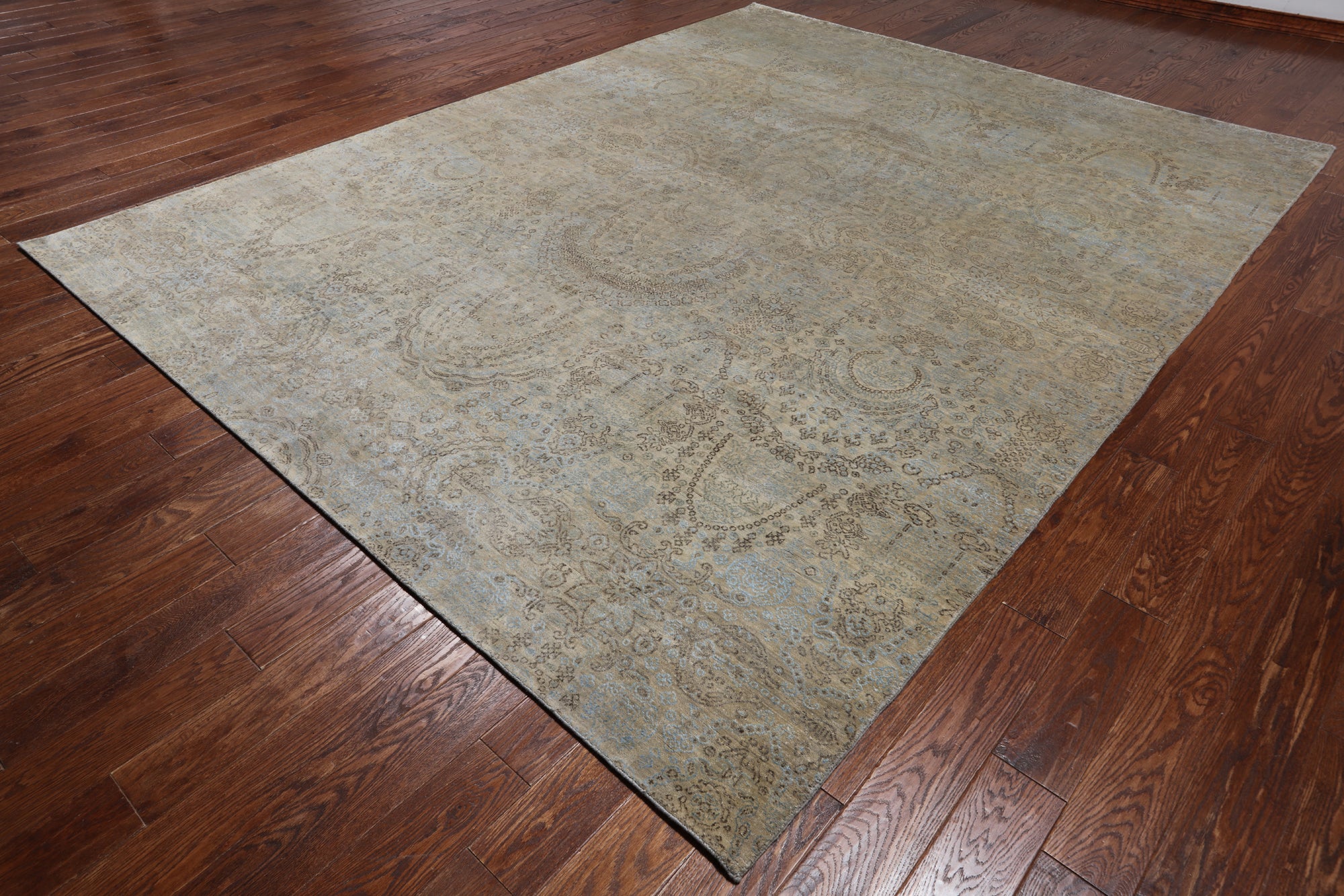 SUPER SALE Contemporary Hand Knotted Wool & Silk Rug - 9' 0" X 11' 8"