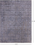 Grey Persian Tabriz Hand Knotted Wool & Silk Rug - 8' 10" X 11' 10" - Golden Nile