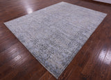 Grey Persian Tabriz Hand Knotted Wool & Silk Rug - 8' 10" X 11' 10" - Golden Nile
