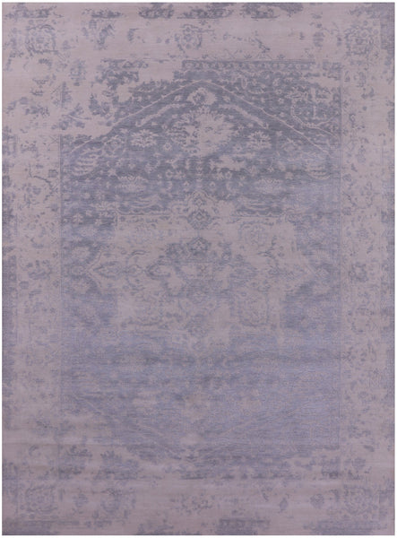 Grey Persian Fine Serapi Hand Knotted Wool Rug - 8' 10" X 11' 11" - Golden Nile