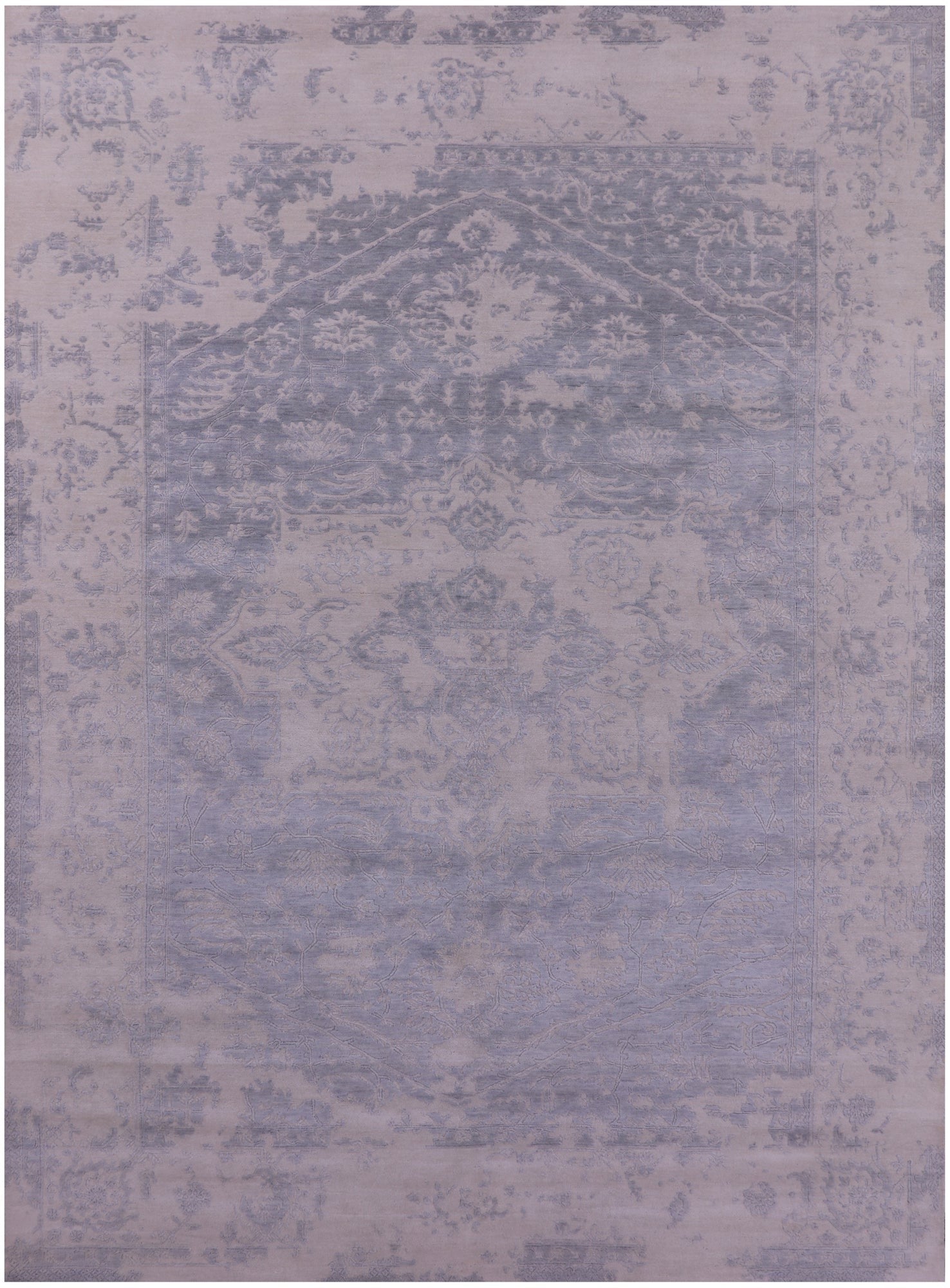 Grey Persian Fine Serapi Hand Knotted Wool Rug - 8' 10" X 11' 11" - Golden Nile