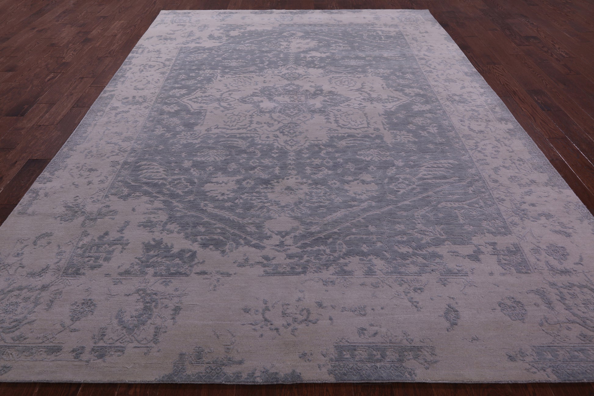 Grey Persian Fine Serapi Hand Knotted Wool Rug - 8' 10" X 11' 11" - Golden Nile