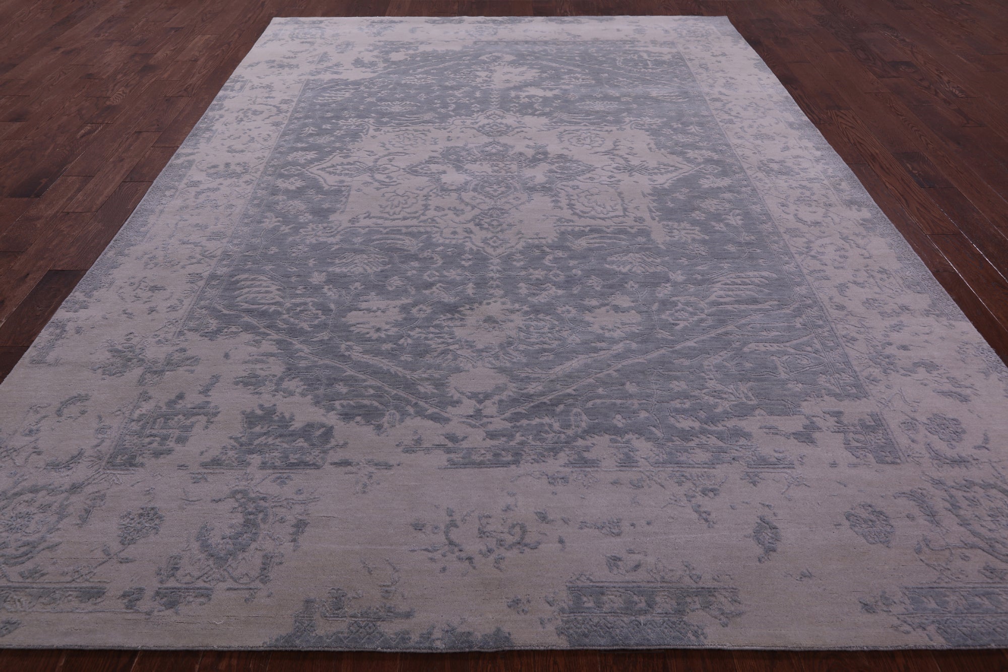 Grey Persian Fine Serapi Hand Knotted Wool Rug - 8' 10" X 11' 11" - Golden Nile
