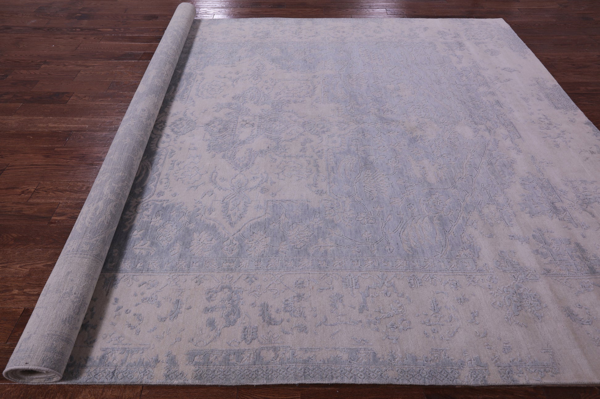 Grey Persian Fine Serapi Hand Knotted Wool Rug - 8' 10" X 11' 11" - Golden Nile