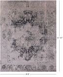 Grey Persian Fine Serapi Hand Knotted Wool Rug - 9' 0" X 11' 11" - Golden Nile