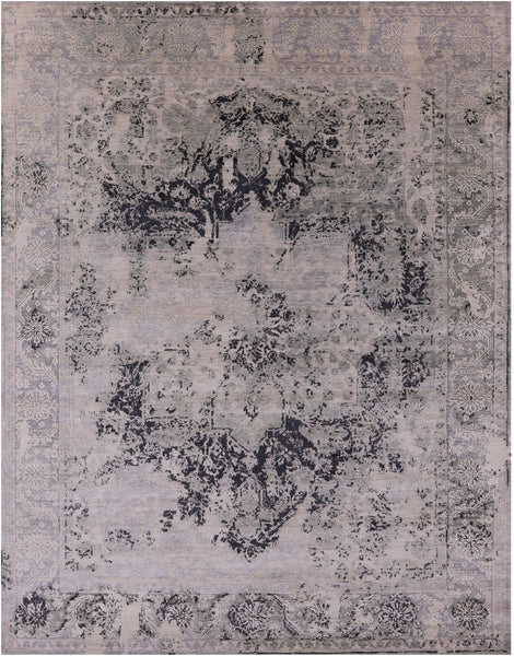 Grey Persian Fine Serapi Hand Knotted Wool Rug - 9' 0" X 11' 11" - Golden Nile