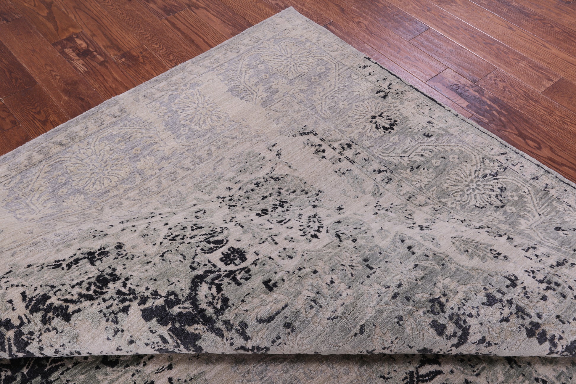 Grey Persian Fine Serapi Hand Knotted Wool Rug - 9' 0" X 11' 11" - Golden Nile