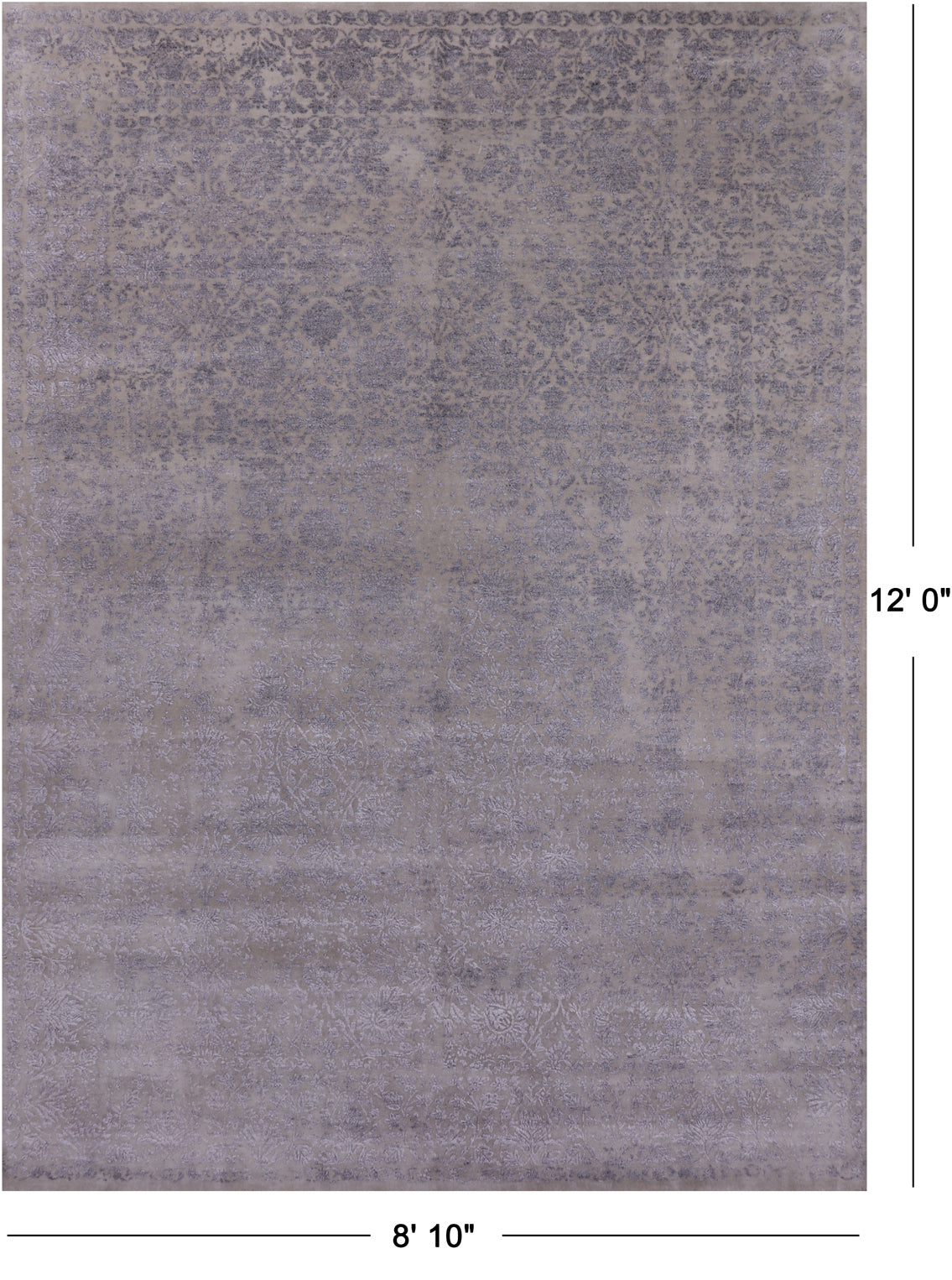 SUPER SALE Persian Tabriz Hand Knotted Wool & Silk Rug - 8' 10" X 12' 0"