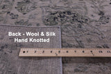Grey Persian Fine Serapi Hand Knotted Wool & Silk Rug - 8' 10" X 12' 1" - Golden Nile