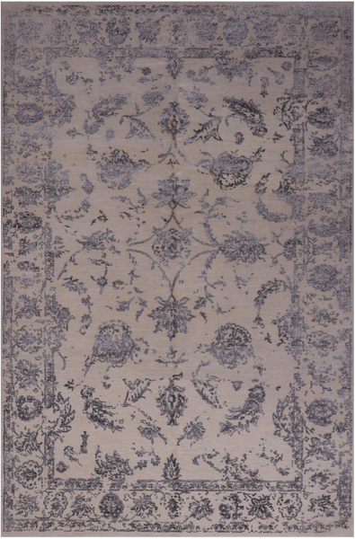 SUPER SALE Ivory Persian Tabriz Hand Knotted Wool & Silk Rug - 6' 0" X 9' 3"
