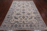 SUPER SALE Ivory Persian Tabriz Hand Knotted Wool & Silk Rug - 6' 0" X 9' 3"