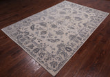 SUPER SALE Ivory Persian Tabriz Hand Knotted Wool & Silk Rug - 6' 0" X 9' 3"