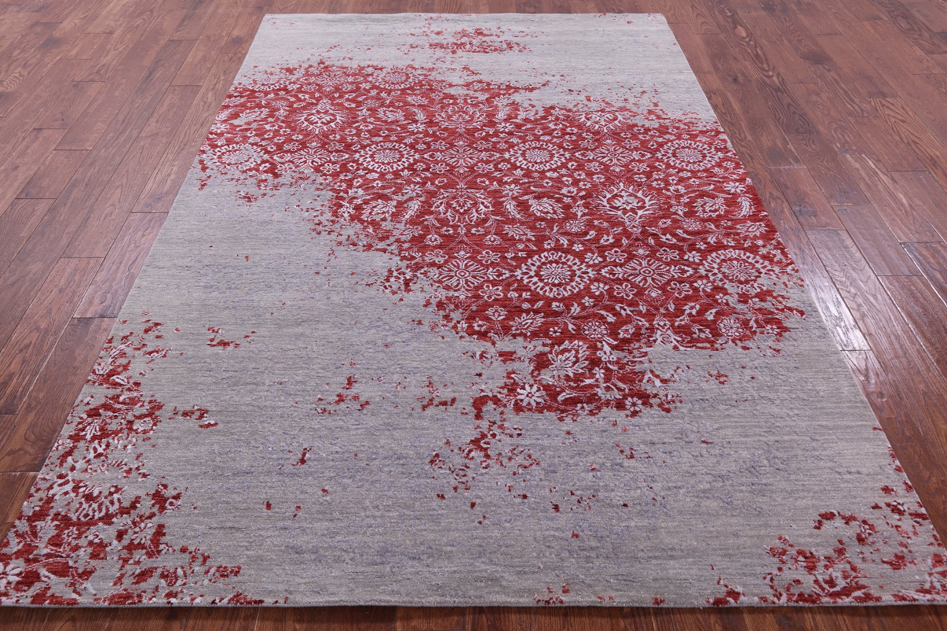 Abstract Contemporary Hand Knotted Wool & Silk Rug - 6' 0" X 8' 11" - Golden Nile
