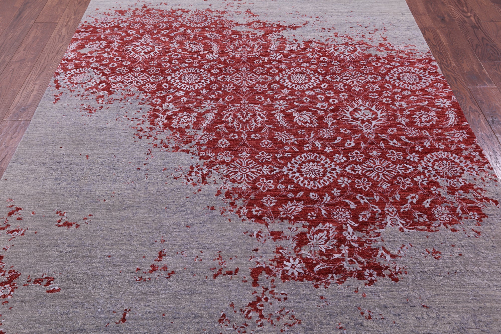 Abstract Contemporary Hand Knotted Wool & Silk Rug - 6' 0" X 8' 11" - Golden Nile