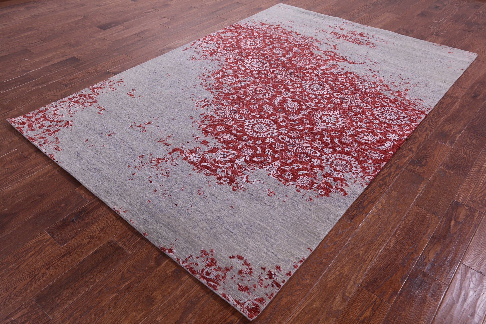 Abstract Contemporary Hand Knotted Wool & Silk Rug - 6' 0" X 8' 11" - Golden Nile