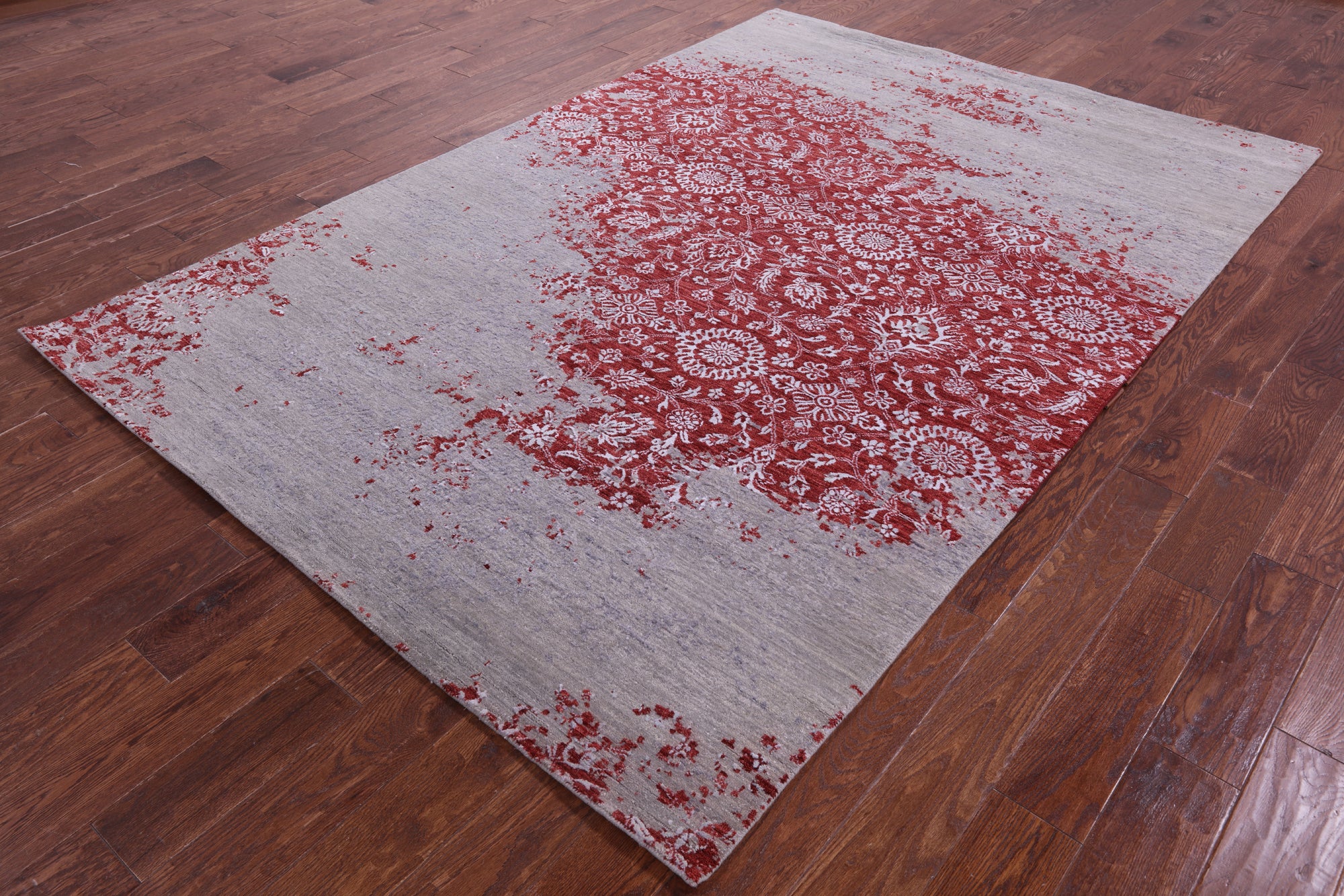Abstract Contemporary Hand Knotted Wool & Silk Rug - 6' 0" X 8' 11" - Golden Nile