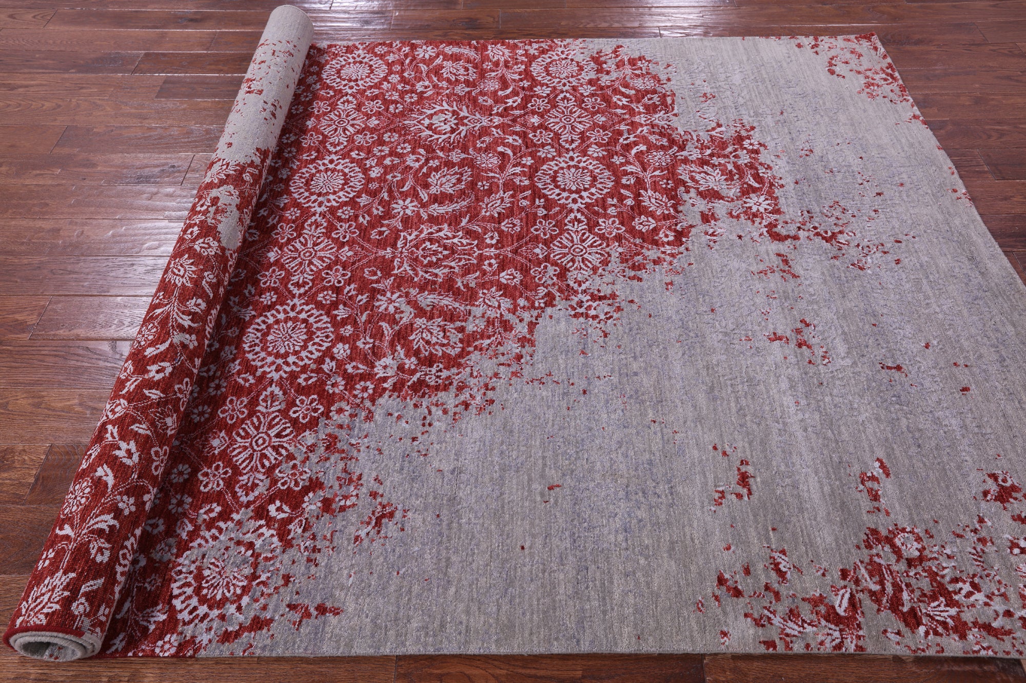 Abstract Contemporary Hand Knotted Wool & Silk Rug - 6' 0" X 8' 11" - Golden Nile