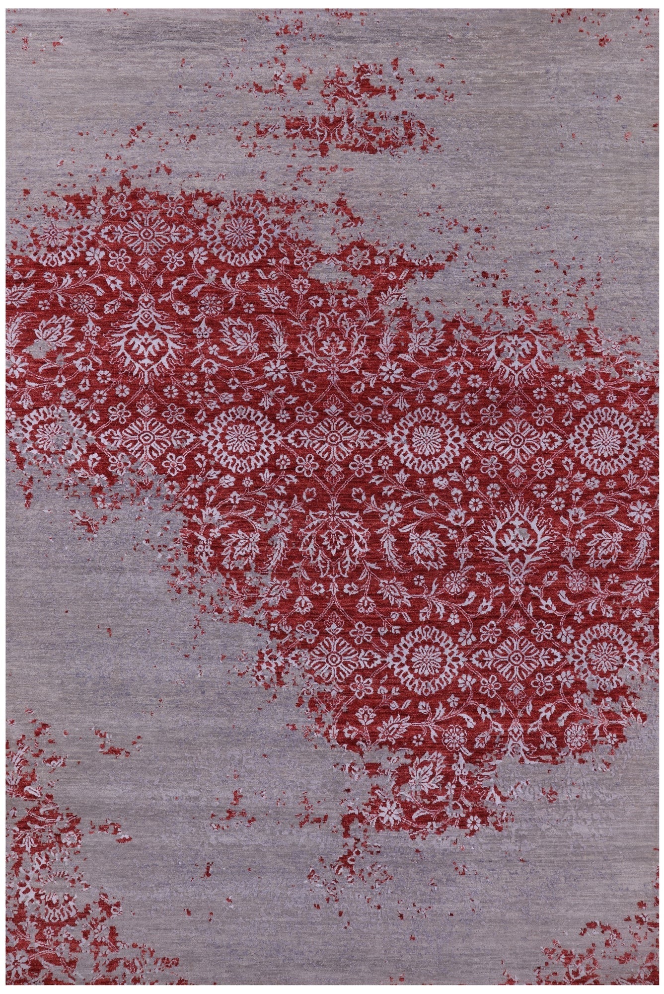 Abstract Contemporary Hand Knotted Wool & Silk Rug - 6' 0" X 8' 11" - Golden Nile
