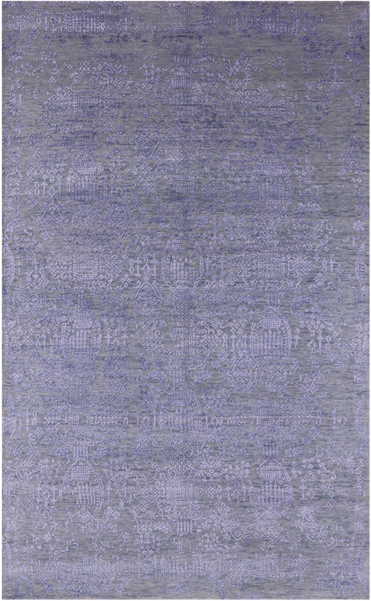 Grey Contemporary Hand Knotted Wool & Silk Rug - 5' 0" X 8' 1" - Golden Nile