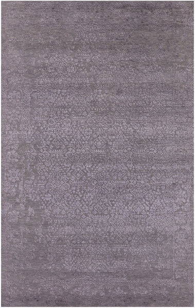 Grey Contemporary Hand Knotted Wool & Silk Rug - 4' 10" X 7' 9" - Golden Nile