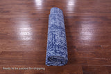 Blue Abstract Contemporary Handmade Wool & Silk Rug - 8' 11" X 12' 0" - Golden Nile