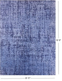 Blue Abstract Contemporary Handmade Wool & Silk Rug - 8' 11" X 12' 0" - Golden Nile