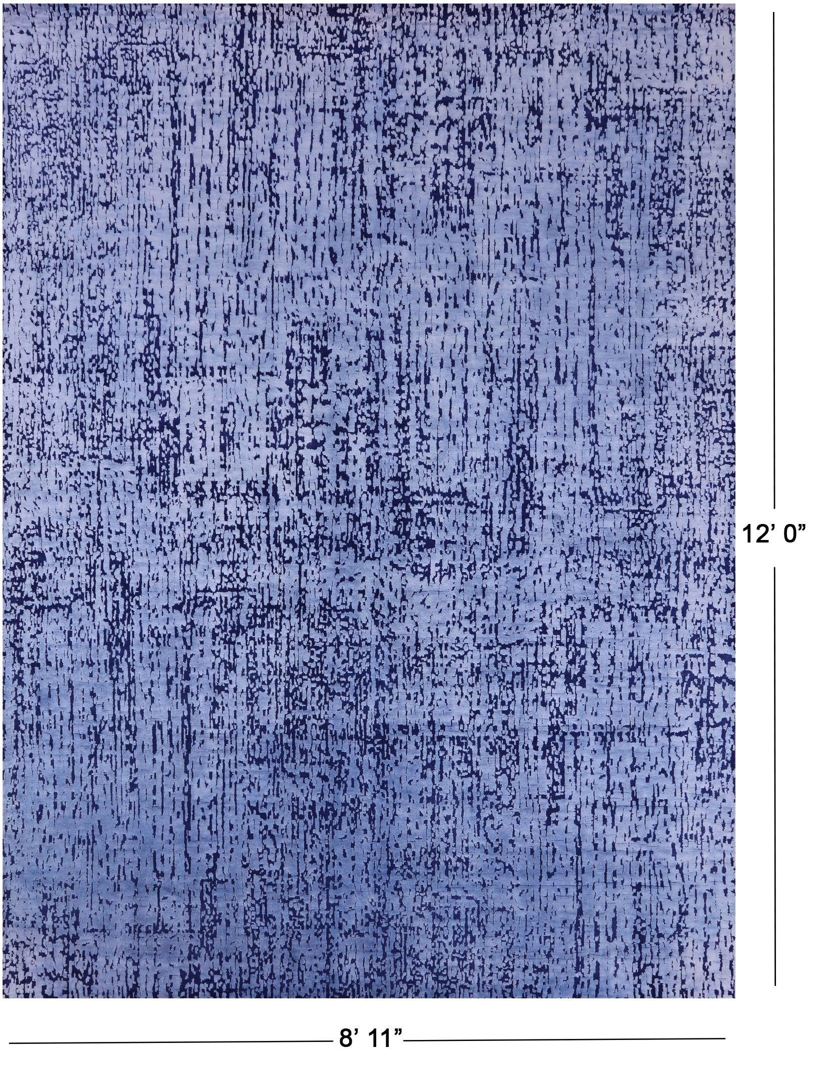 Blue Abstract Contemporary Handmade Wool & Silk Rug - 8' 11" X 12' 0" - Golden Nile