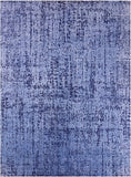 Blue Abstract Contemporary Handmade Wool & Silk Rug - 8' 11" X 12' 0" - Golden Nile